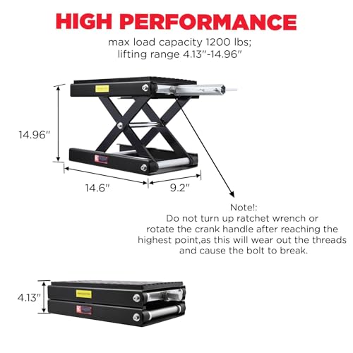 1200 LBS Steel Motorcycle Scissor Jack with Ratchet Wrench D280045