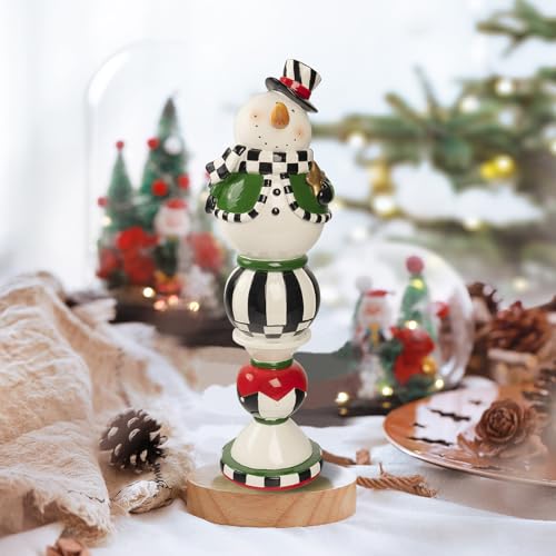 Black and White Checkered Resin Snowman Christmas Decorations V12085