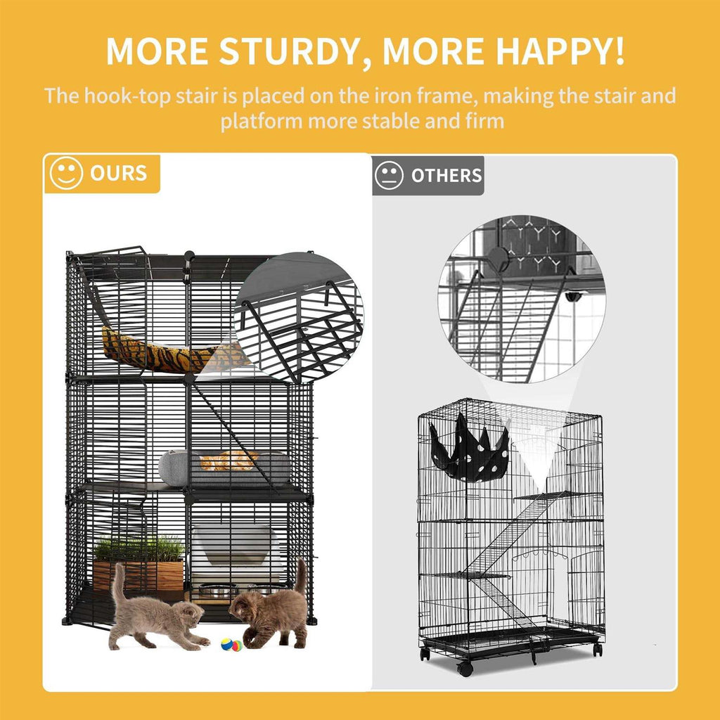 Cat Cage Cat Enclosures Cat Kennel with Extra Large Hammock W19486