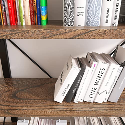 5-Tier Retro Brown Real Wood Bookshelf T97298