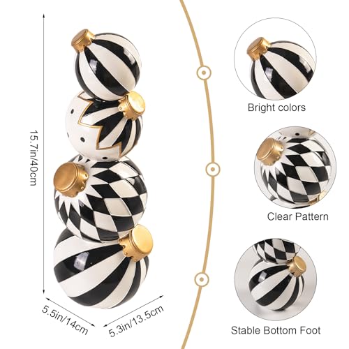 Black and White Checkered Resin Snowman Christmas Decorations V12085