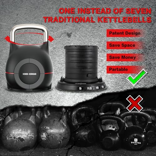 7-in-1 Adjustable Kettlebell, 5-44 LBS Adjustable Weights H2626