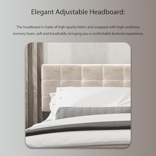 Black Linen Full Size Platform Bed Frame E22919