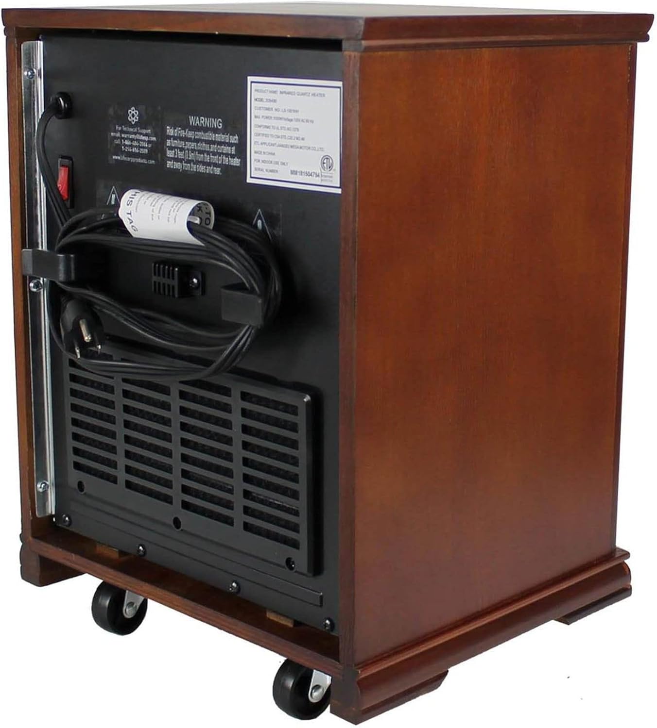 Brown Oak Wood Portable Electric Infrared Quartz Space Heater T6634
