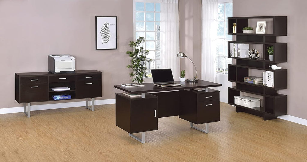 Cappuccino Credenza with Metal Sled Legs R888
