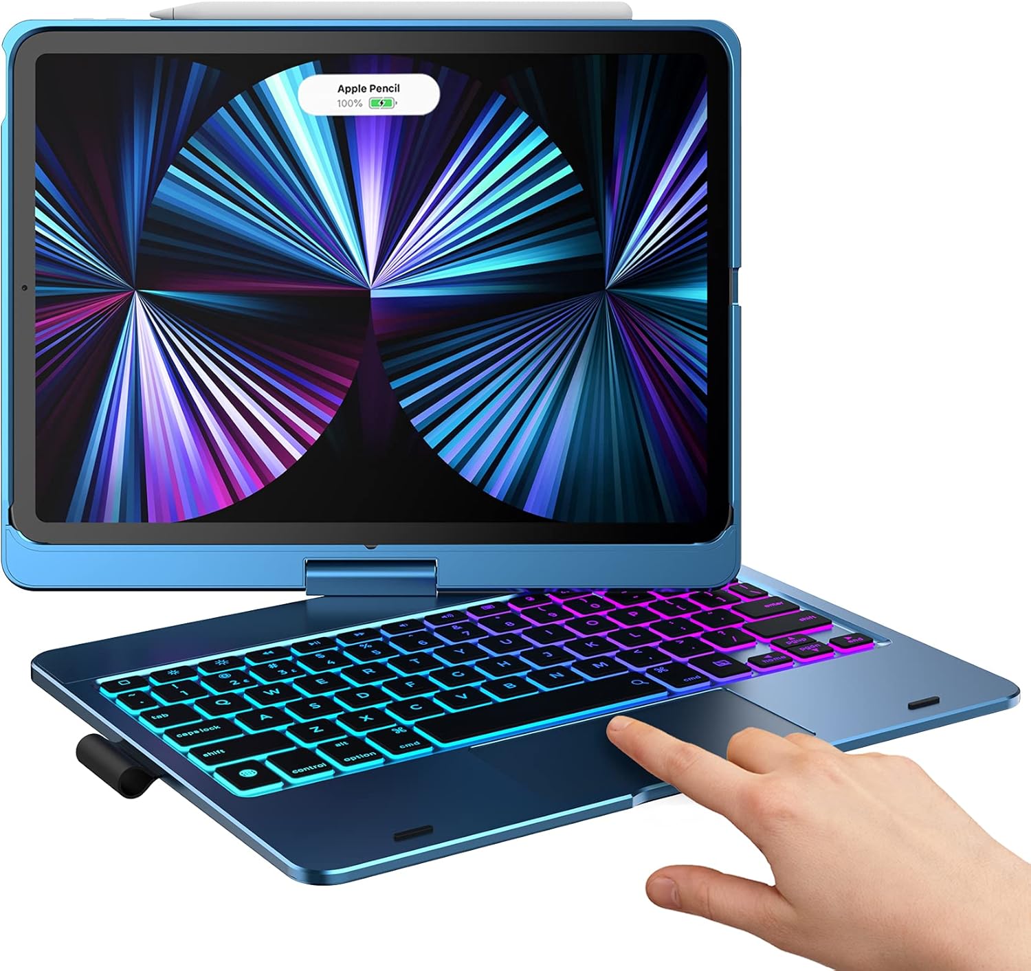 iPad Air 5th Generation Case with Keyboard, Multi-Touch Trackpad, 10 Color Backlight, 360° Rotatable, Black Q21871