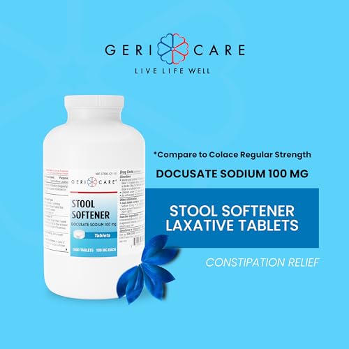 Docusate Sodium Stool Softeners 100mg Crushable Tablets 200 Count R997