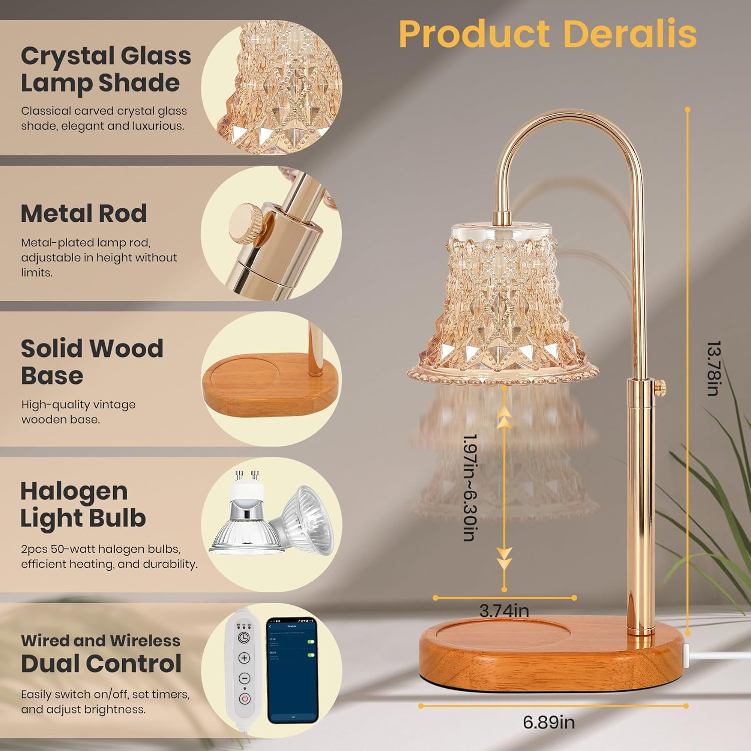 Candle Warmer Lamp with Timer & Dimmer Y163113