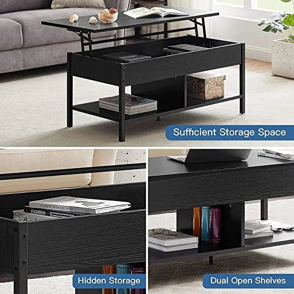 Brown Lift Top Coffee Table with Hidden Compartment H23787