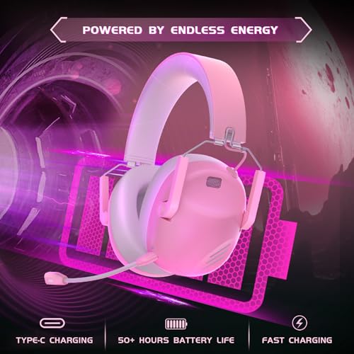 Black Wireless Gaming Headset with Bluetooth 5.3 and Noise Canceling Microphone H144116