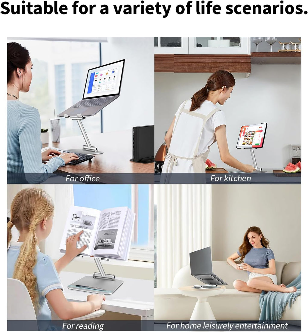 Adjustable Aluminum Laptop Stand Riser for 10 to 17.3” Silver Y956676