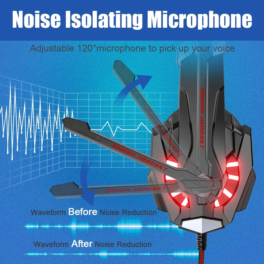 Stereo Gaming Headset with Mic, Noise Cancelling Over Ear Headphones L85812