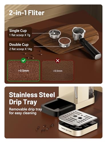 Espresso Machine with Milk Frother Steam Wand, 40oz Water Tank X2017