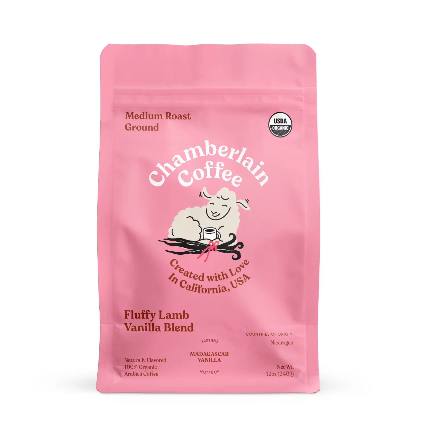 Fluffy Lamb Vanilla Medium Roast Grounds, 12 oz B842238