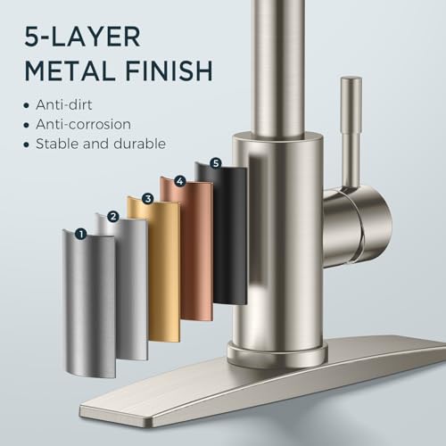 Black Kitchen Faucet with Pull Down Sprayer Stainless Steel High Arc Gooseneck V2110