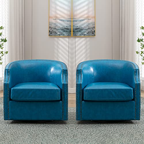 Brown Faux Leather Swivel Accent Chair Set of 2 E40700