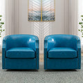 Brown Faux Leather Swivel Accent Chair Set of 2 E40700