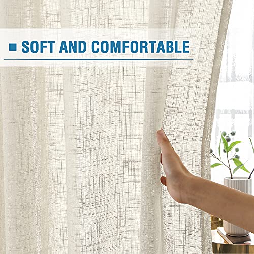 Natural Linen Blended Curtains 84 inches Long 2 Panel Sets G3441