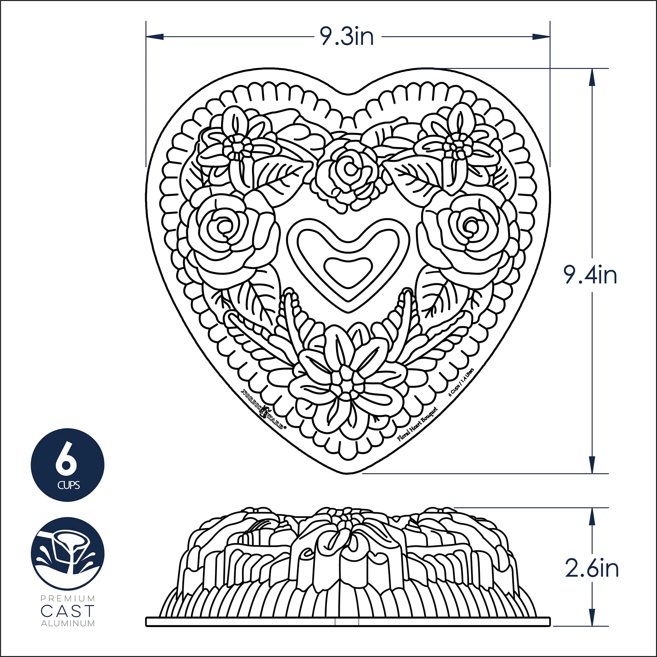 Floral Heart Bundt Pan Q8999