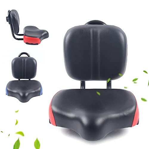 Backrest Saddle Bike Seat with Backrest, 11.5" x 9.5" Universal Bicycle Saddle Seat with Back Support, Faux Leather Foam Cycling Seat Cushion S254