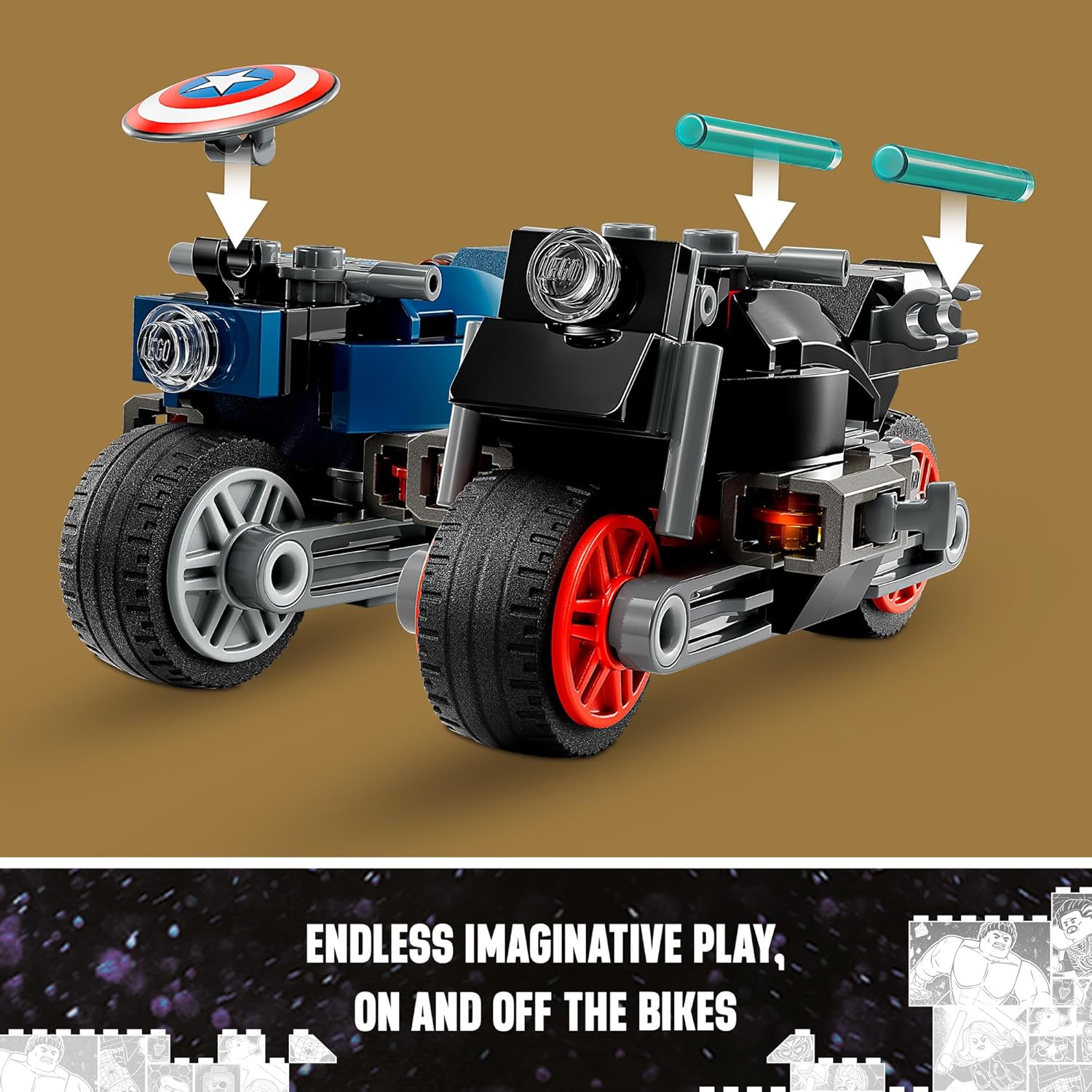 LEGO Marvel Black Widow & Captain America Motorcycles Buildable Toy with 2 Minifigures P5704