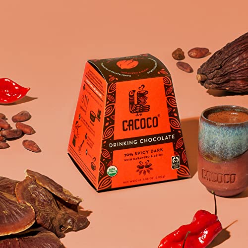 Organic Spicy Dark Drinking Chocolate Hot Cacao Cocoa (7.05 ounces) T32406