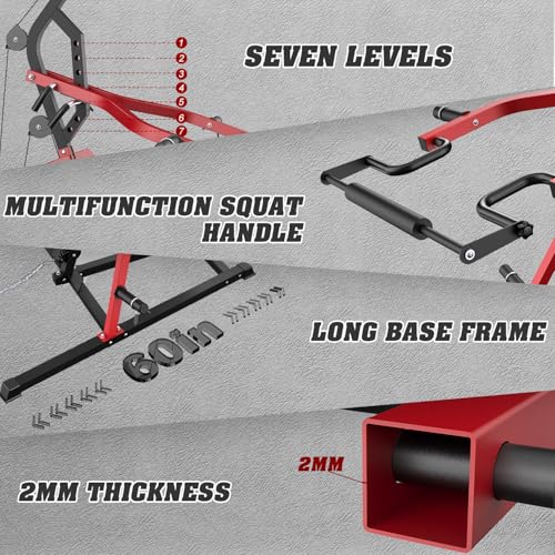 Leverage Gym Power Rack Squat Rack with LAT Low Row System Home Gym System Workout Station 2:1 Ratio S56456