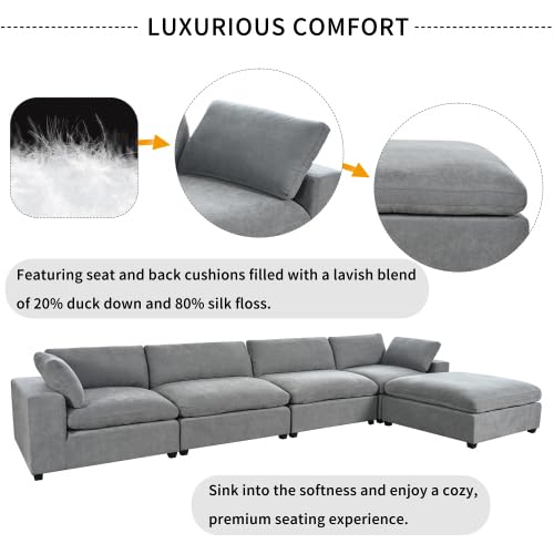 Beige Oversize Modular Sectional Sofa with Removable Ottoman X572646