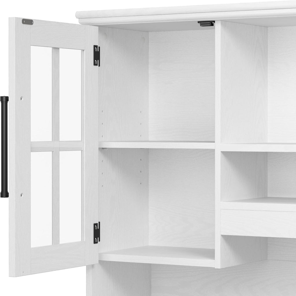 White Ash 60W Computer Desk with Hutch and Storage A121152
