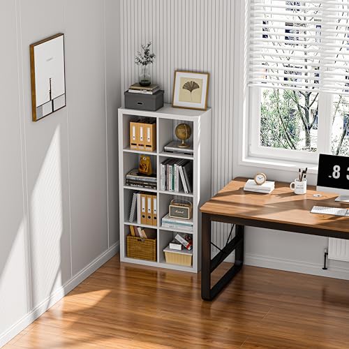 White Wood 9 Cube Storage Organizer with Bins C990474