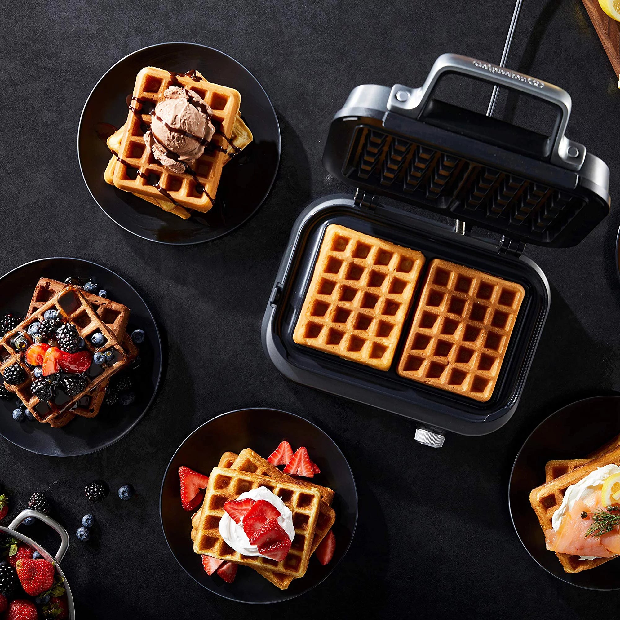 Dark Stainless Steel Waffle Maker I62692