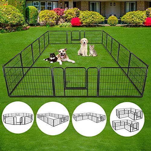 16 Panels 32 in Black Metal Pet Playpen I202