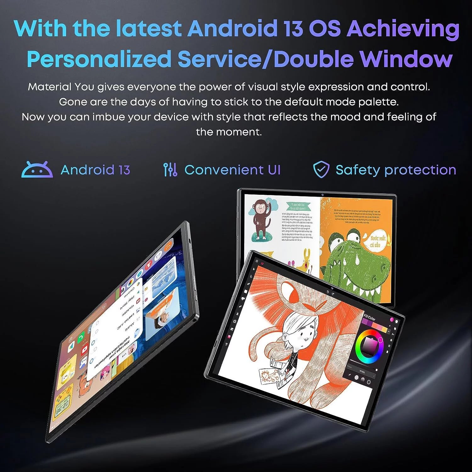 10.51" Tablet, 128GB ROM, 4GB RAM, Android 13, Octa-Core Processor, 4G LTE K126