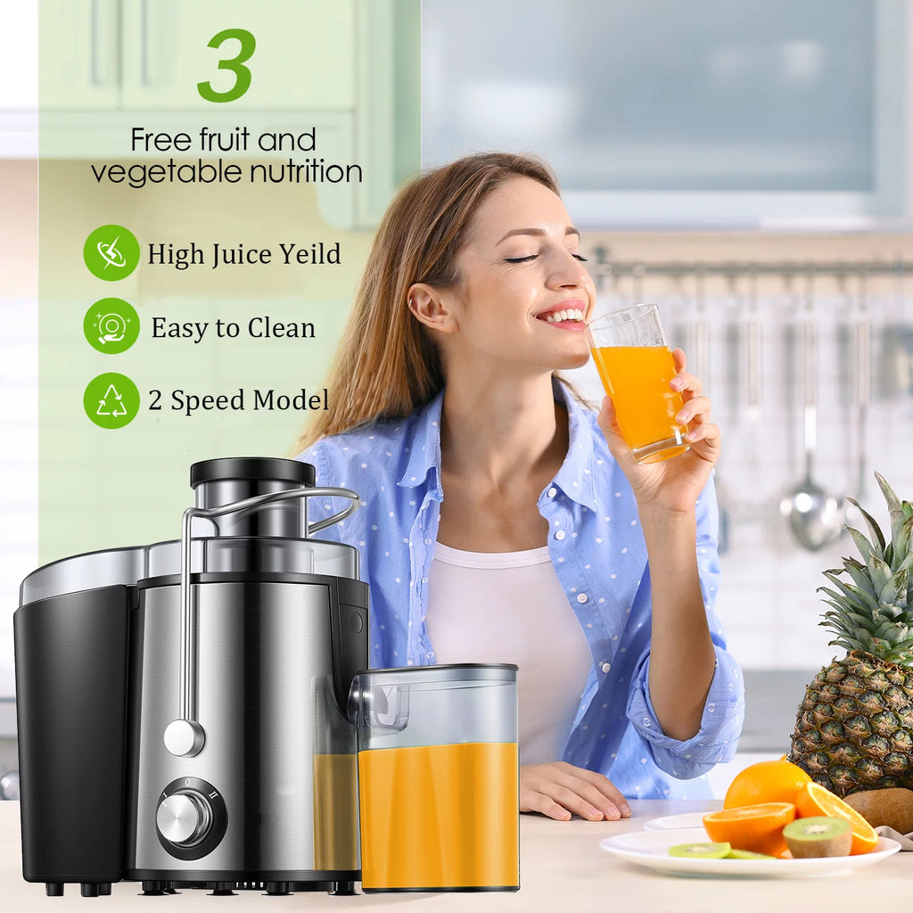 Stainless Steel Compact Centrifugal Juicer with 3'' Wide Mouth F4811