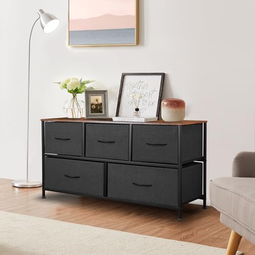 Black 9 Drawer Fabric Dresser V654424