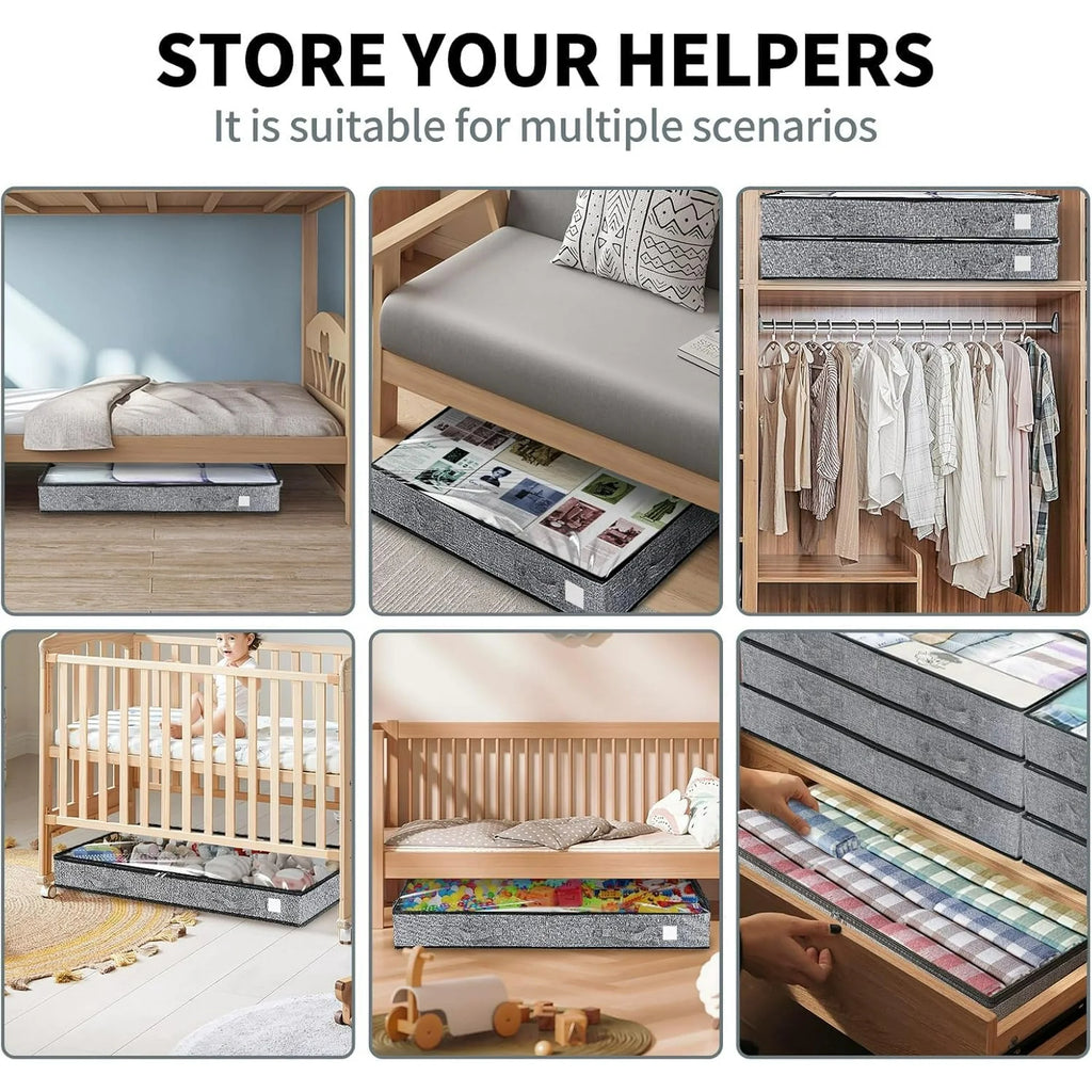 5Pack Low Profile Under Bed Storage Containers with Transparent Plastic Visual Window N38266