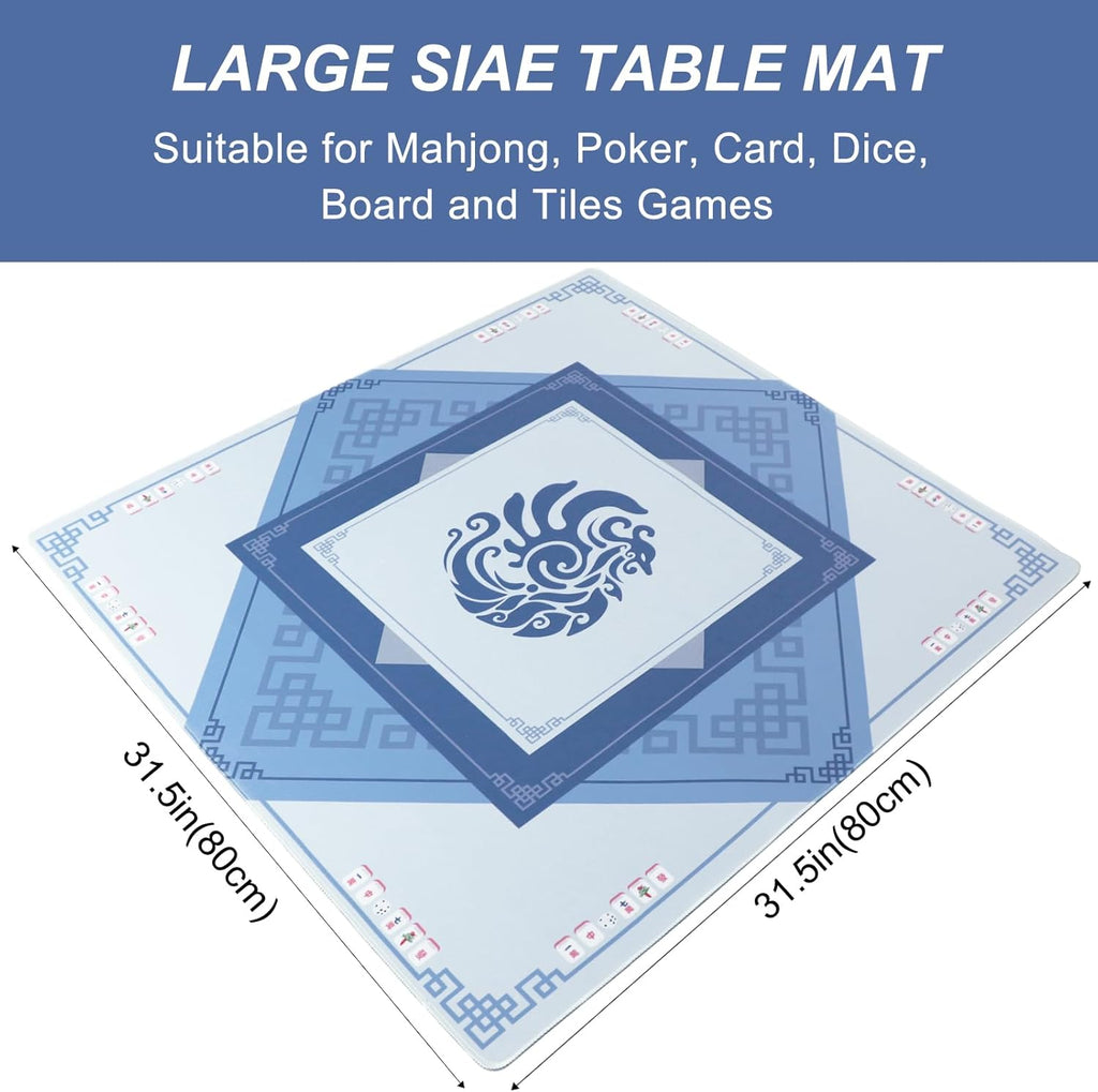 166 Quality White Tiles Mahjong Game Set with Blue Printed Carrying Bag K740493