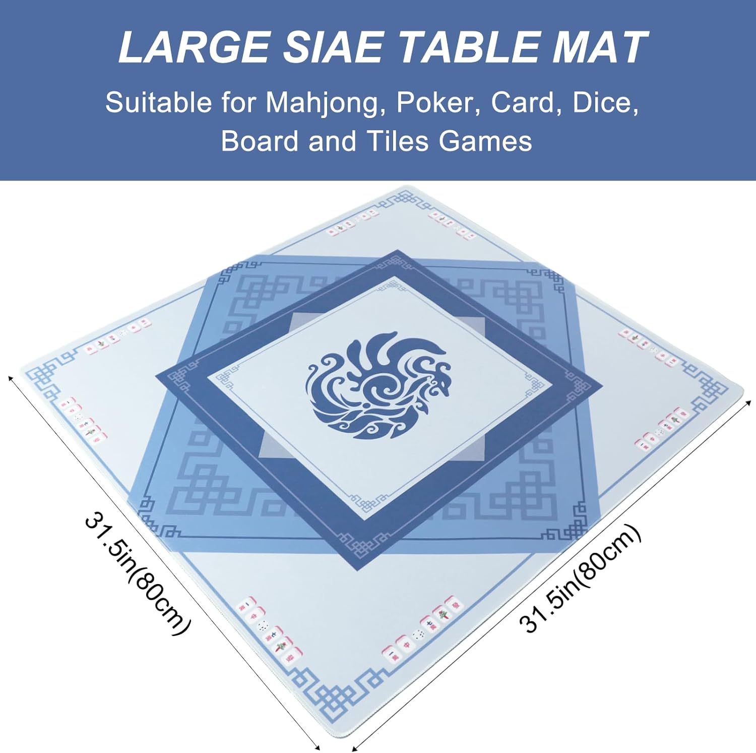 166 Quality White Tiles Mahjong Game Set with Blue Printed Carrying Bag K740493