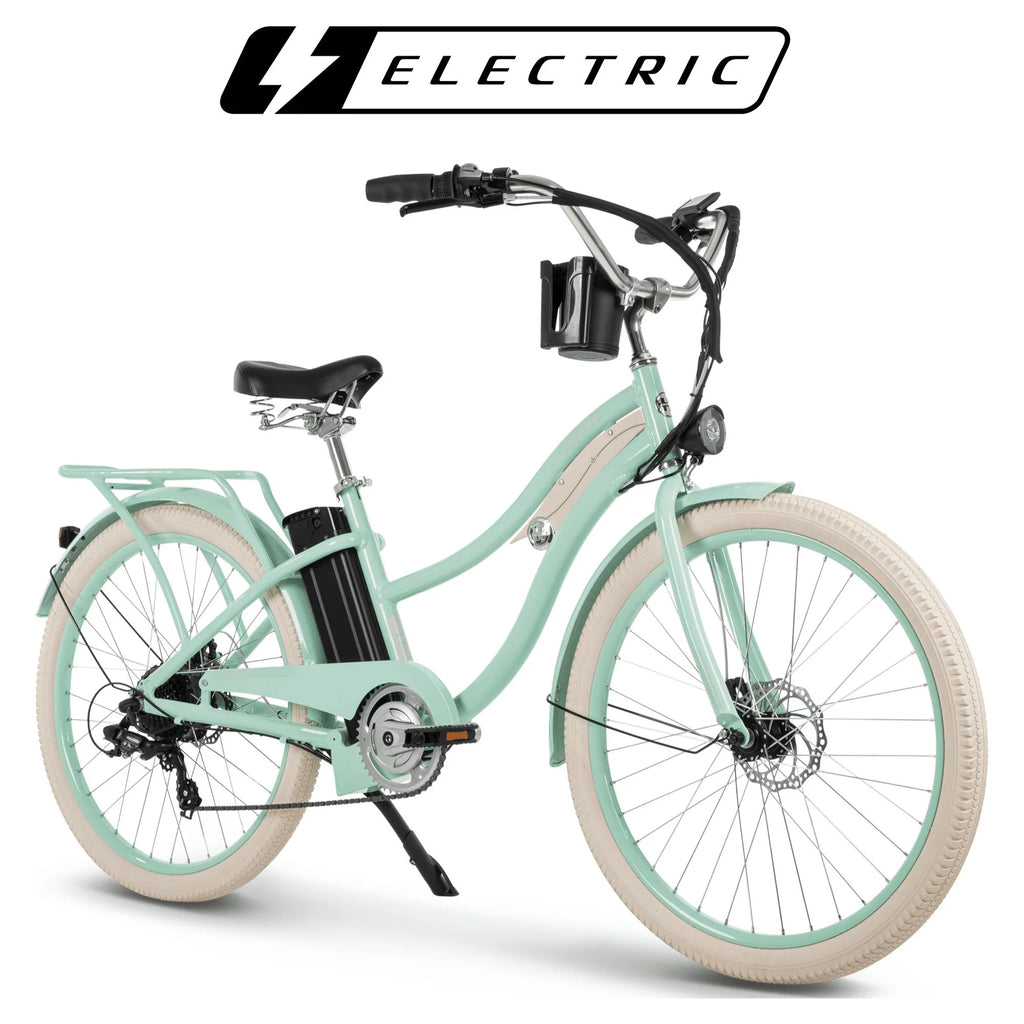26-in 7-Spd Electric Cruiser Bike, Mint Green, 36V, 350W F1051