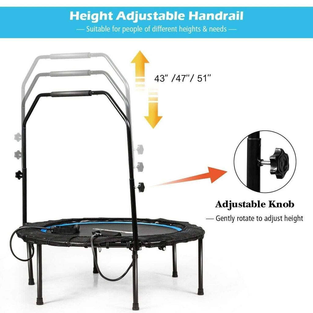 Foldable Fitness Rebounder Trampoline with Resistance Bands M9785