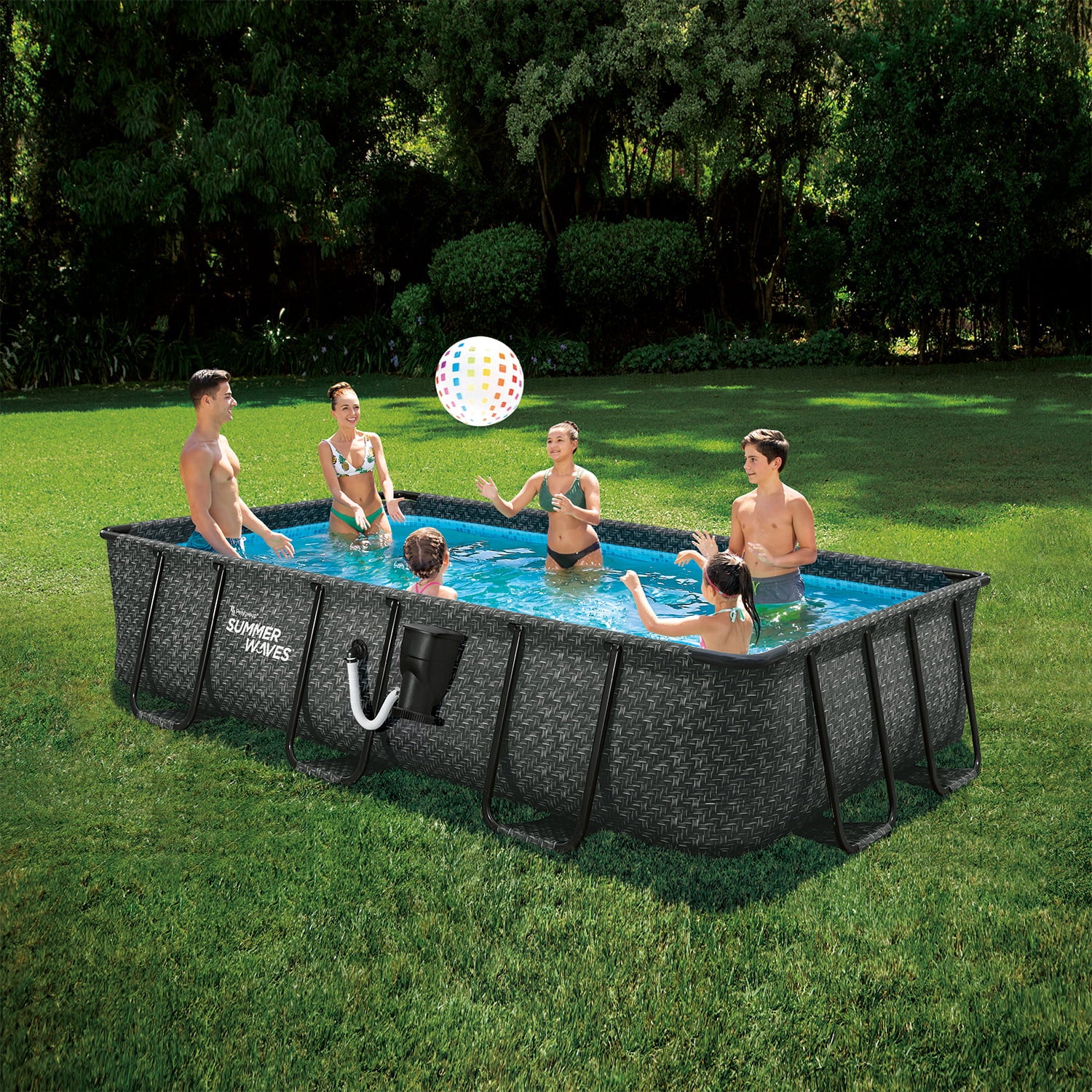 14 Foot Dark Elite Frame Rectangular Swimming Pool S64377