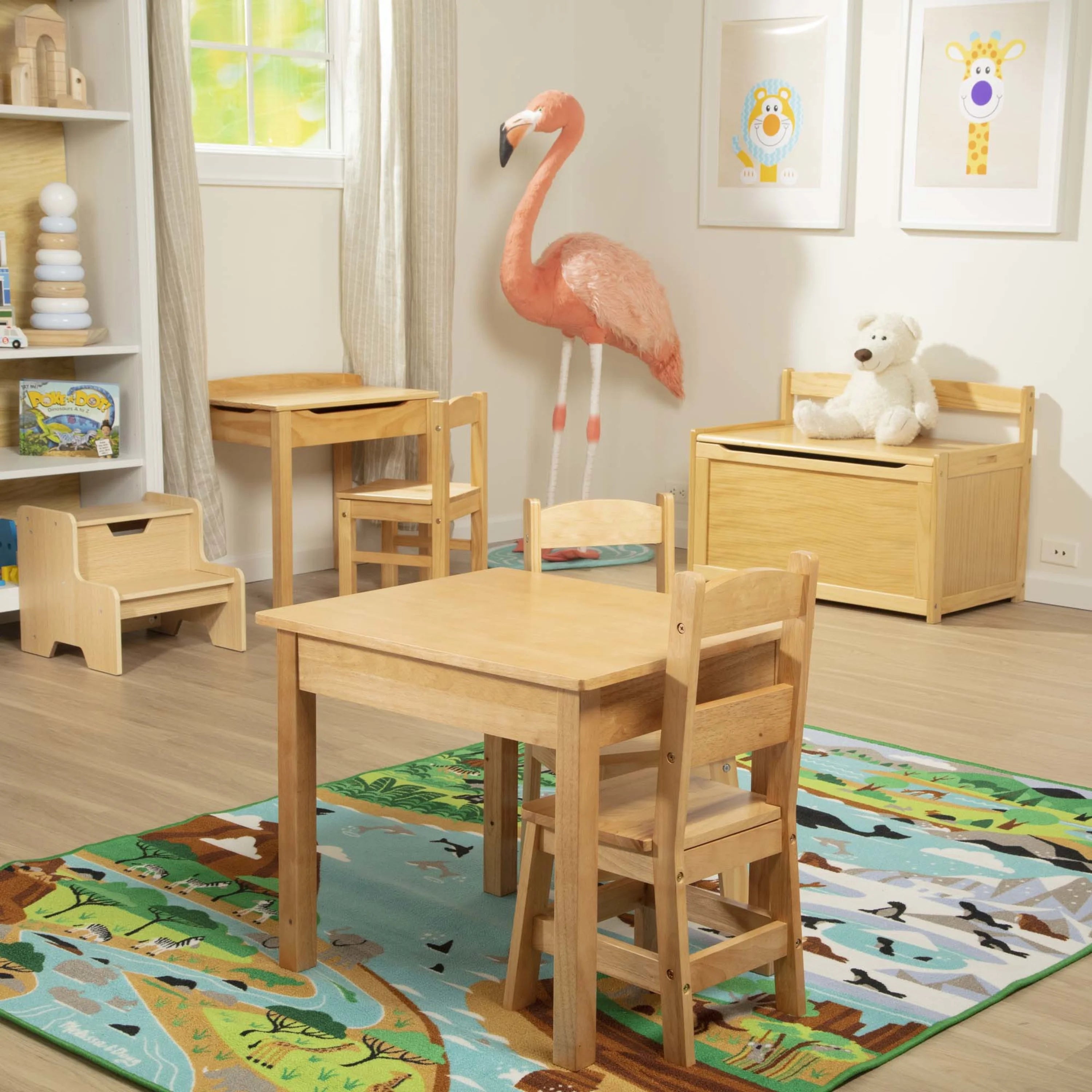 Solid Wood Table and 2 Chairs Set J490