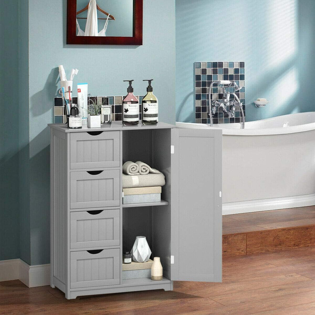Grey Freestanding Bathroom Floor Cabinet with 4 Drawer A89138