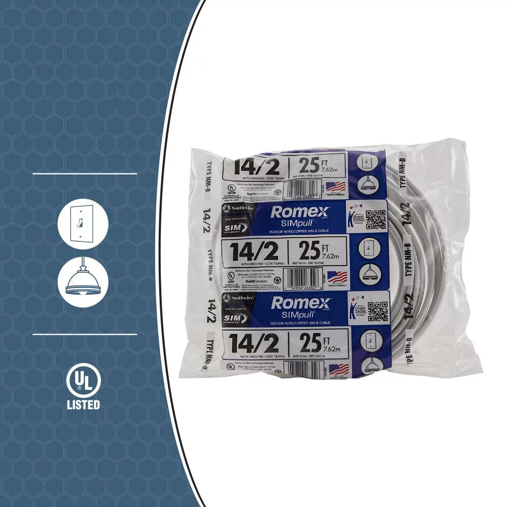 14/2 25' NM-B Cu Indoor Electrical Wire F966235