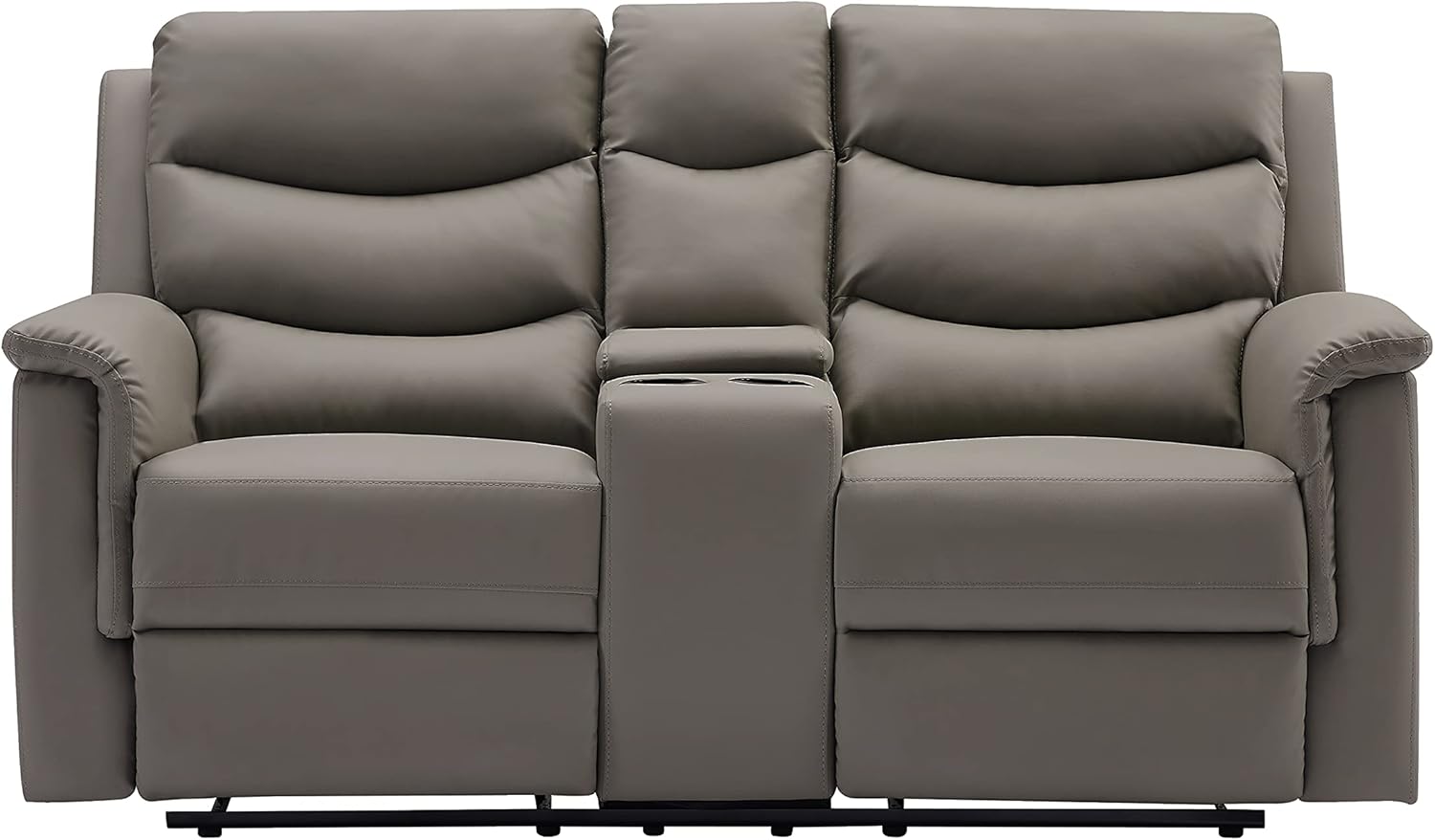 Grey Manual Double Reclining Loveseat Sofa with Storage Console J22193