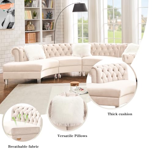 Cream Velvet Semi Circular Sofa Sectional D206720