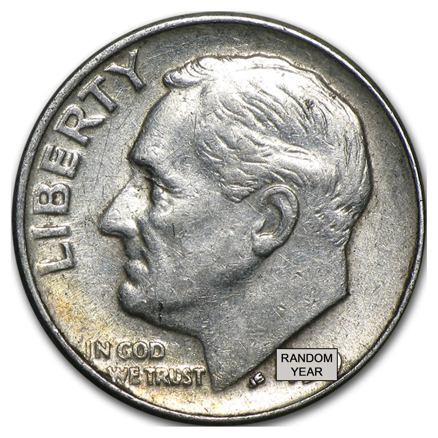 50-Coin Roll 90% Silver Roosevelt Dimes Avg Circ Y215