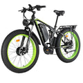 Dual Motors 2000W 35MPH Electric Mountain Bicycle with 48V 22.4AH Removable Battery, 7 Speed 26" Fat Tire Full Suspension Hydraulic Disc Brake Q350