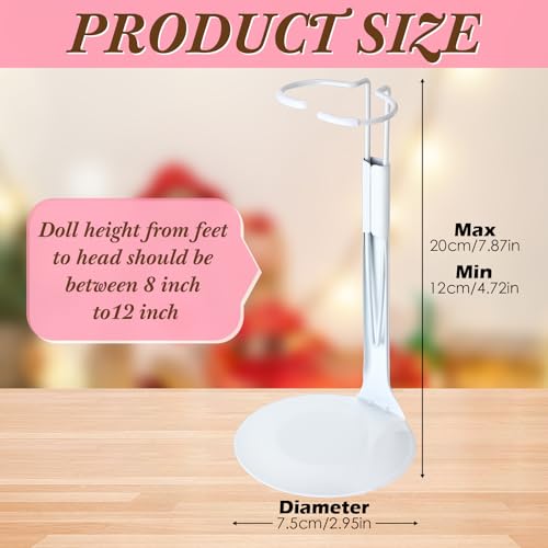24 Pcs Adjustable Doll Stands with Expandable Waist Wire (White, Silver) C536775