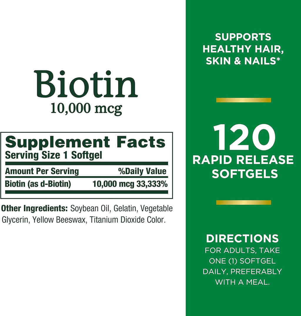 Biotin 10000 mcg Rapid Release Softgels, 120 Ct D2540